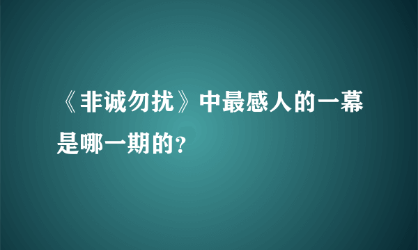 《非诚勿扰》中最感人的一幕是哪一期的？