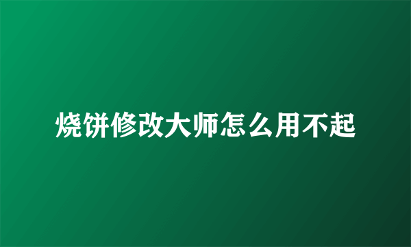 烧饼修改大师怎么用不起