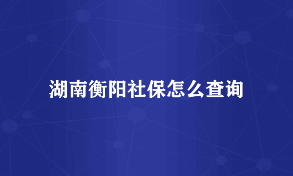 湖南衡阳社保怎么查询