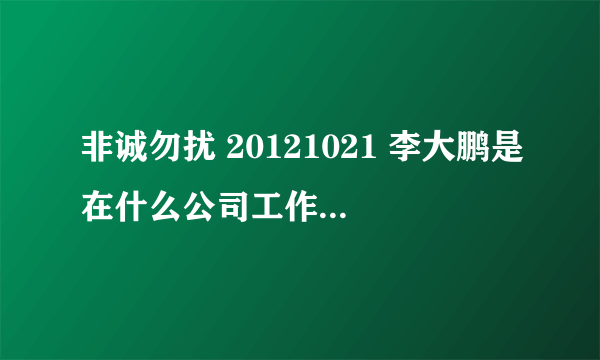 非诚勿扰 20121021 李大鹏是在什么公司工作，是百度吗|？