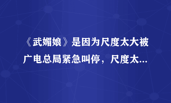 《武媚娘》是因为尺度太大被广电总局紧急叫停，尺度太大是什么意思