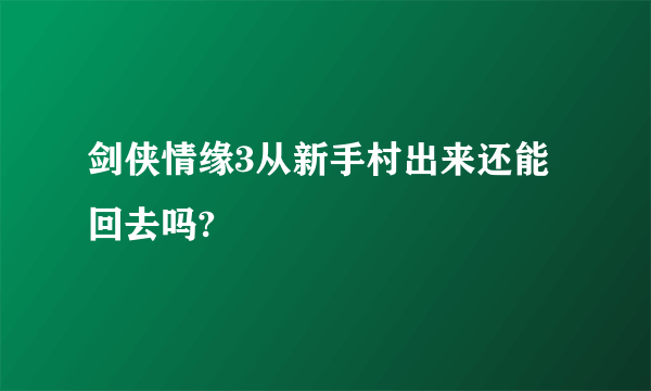 剑侠情缘3从新手村出来还能回去吗?