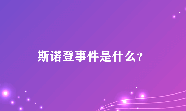 斯诺登事件是什么？