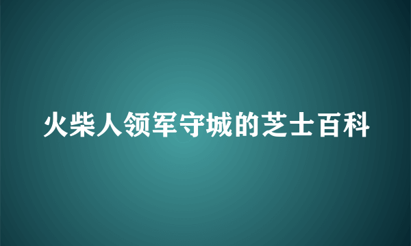 火柴人领军守城的芝士百科