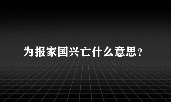 为报家国兴亡什么意思？