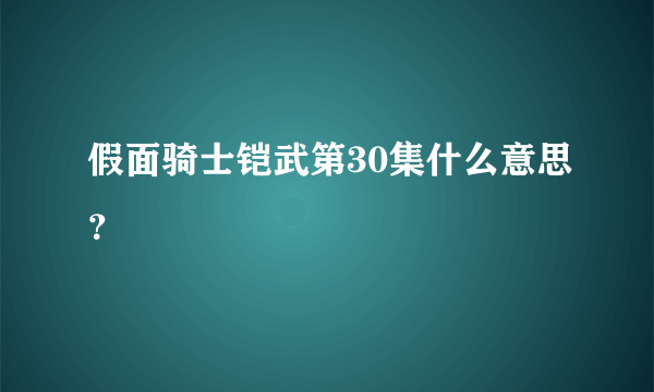 假面骑士铠武第30集什么意思？