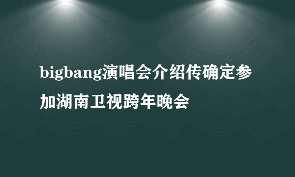 bigbang演唱会介绍传确定参加湖南卫视跨年晚会