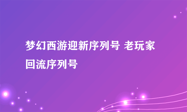 梦幻西游迎新序列号 老玩家回流序列号