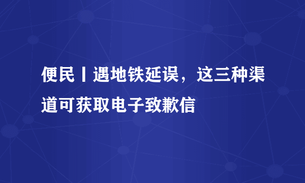 便民丨遇地铁延误，这三种渠道可获取电子致歉信