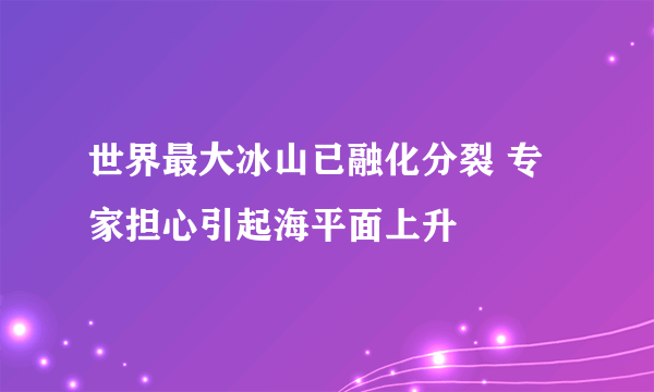 世界最大冰山已融化分裂 专家担心引起海平面上升