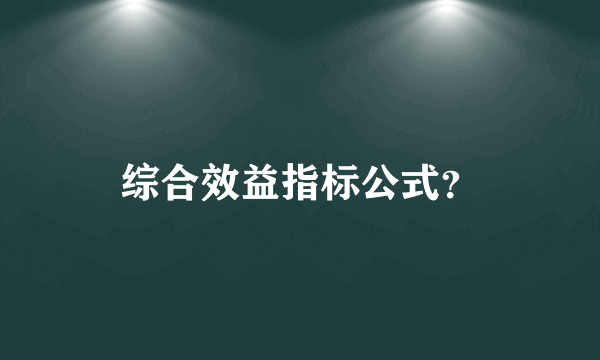 综合效益指标公式？