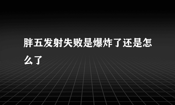 胖五发射失败是爆炸了还是怎么了