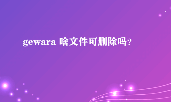 gewara 啥文件可删除吗？