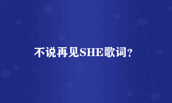 不说再见SHE歌词？