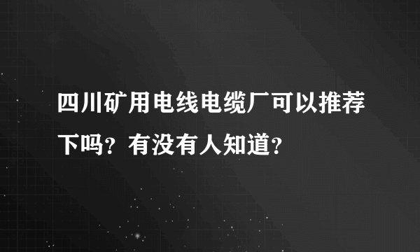 四川矿用电线电缆厂可以推荐下吗？有没有人知道？