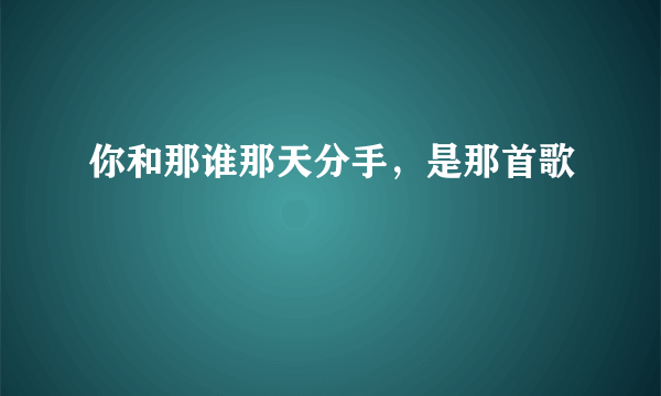 你和那谁那天分手，是那首歌