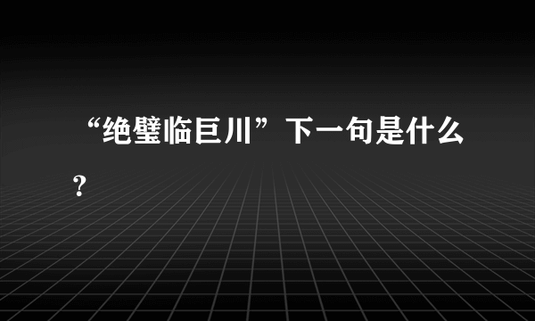 “绝璧临巨川”下一句是什么？