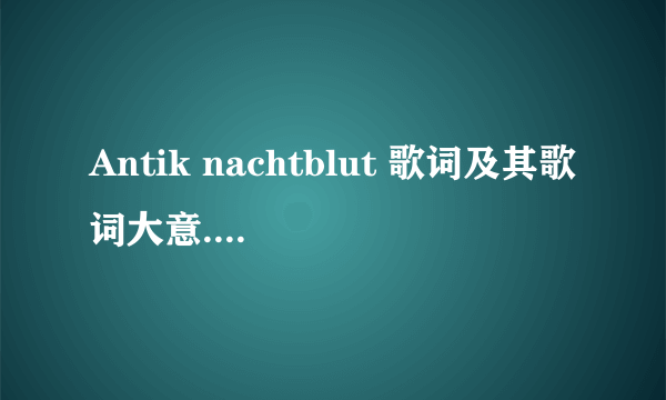 Antik nachtblut 歌词及其歌词大意....