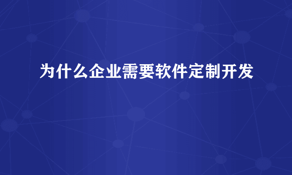 为什么企业需要软件定制开发