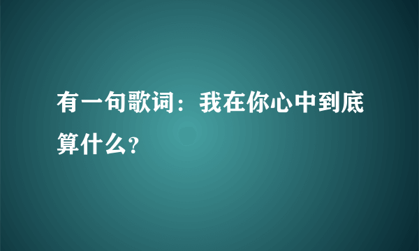 有一句歌词：我在你心中到底算什么？