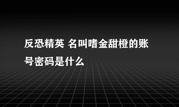 反恐精英 名叫嗜金甜橙的账号密码是什么