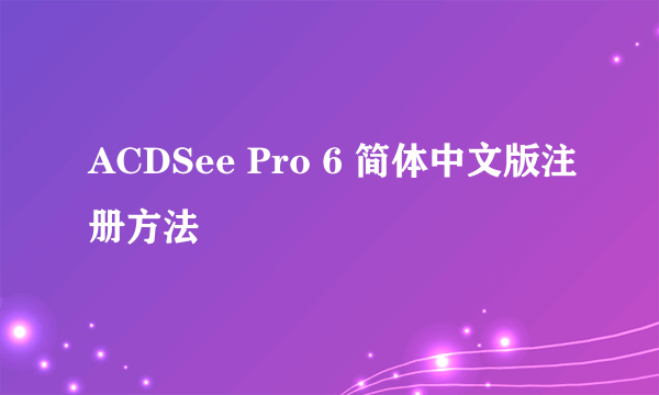 ACDSee Pro 6 简体中文版注册方法