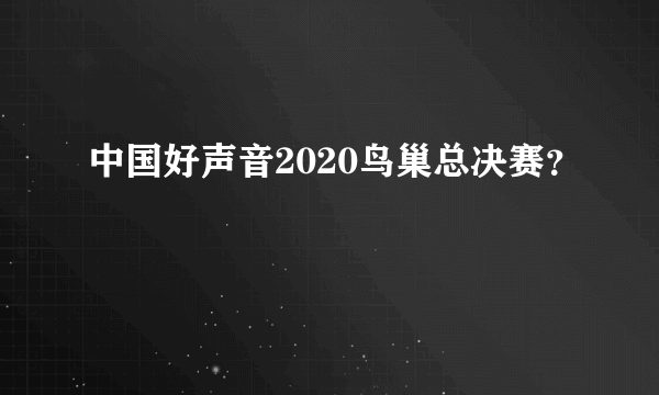 中国好声音2020鸟巢总决赛？