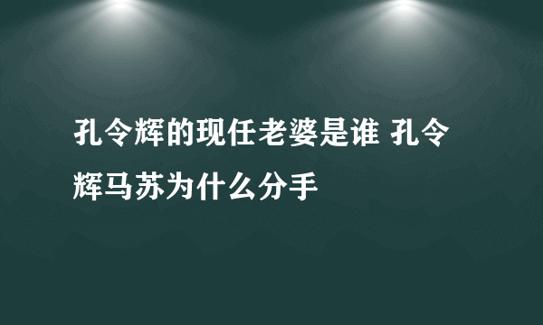 孔令辉的现任老婆是谁 孔令辉马苏为什么分手