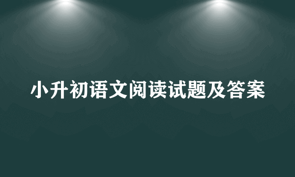 小升初语文阅读试题及答案