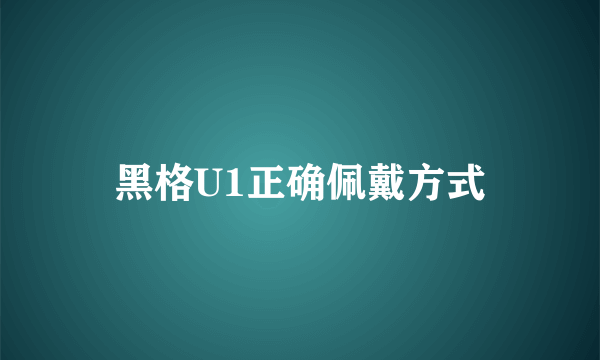 黑格U1正确佩戴方式