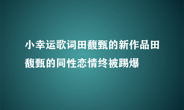 小幸运歌词田馥甄的新作品田馥甄的同性恋情终被踢爆