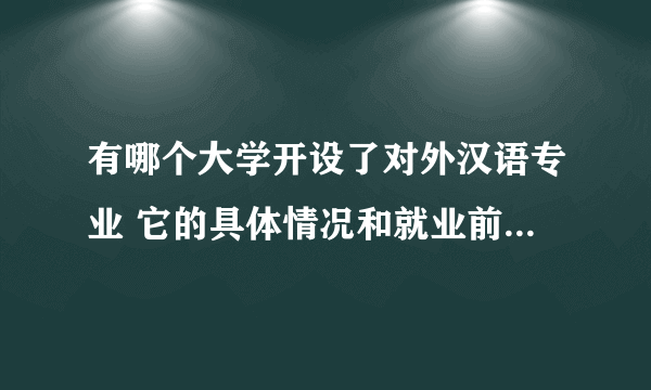 有哪个大学开设了对外汉语专业 它的具体情况和就业前景怎样呢？