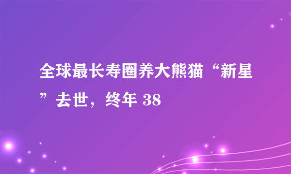 全球最长寿圈养大熊猫“新星”去世，终年 38