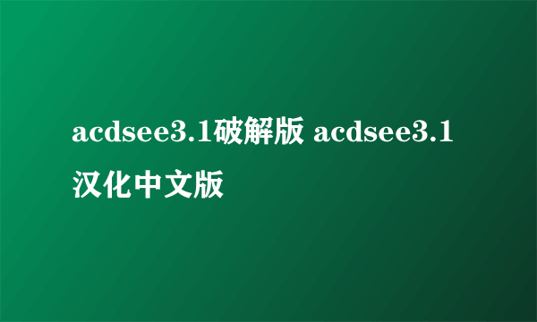 acdsee3.1破解版 acdsee3.1汉化中文版