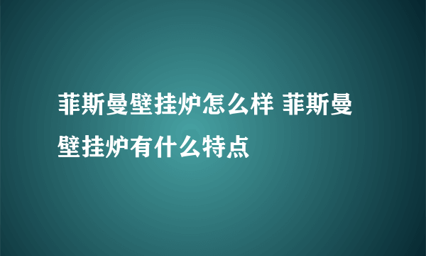 菲斯曼壁挂炉怎么样 菲斯曼壁挂炉有什么特点