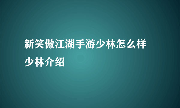 新笑傲江湖手游少林怎么样 少林介绍