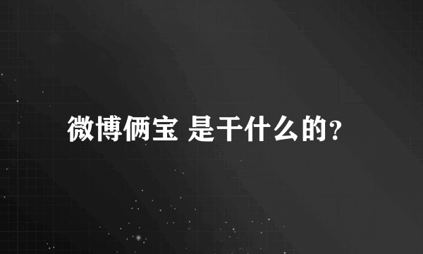 微博俩宝 是干什么的？