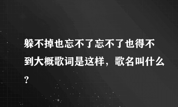 躲不掉也忘不了忘不了也得不到大概歌词是这样，歌名叫什么？