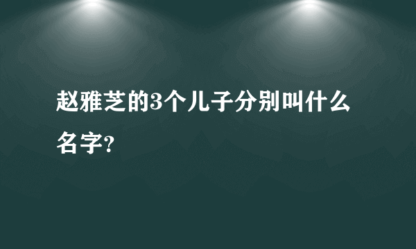 赵雅芝的3个儿子分别叫什么名字？