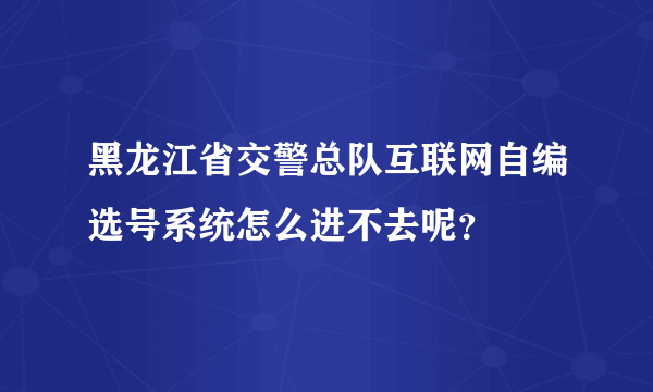 黑龙江省交警总队互联网自编选号系统怎么进不去呢？