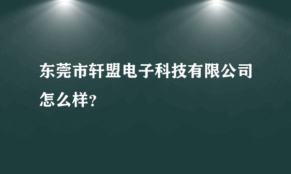 东莞市轩盟电子科技有限公司怎么样？