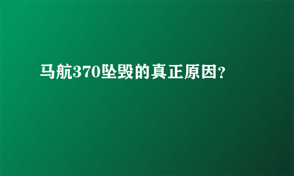 马航370坠毁的真正原因？