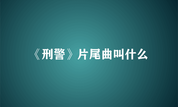 《刑警》片尾曲叫什么