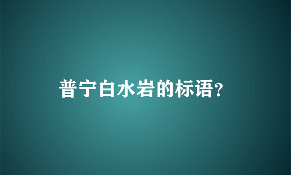 普宁白水岩的标语？