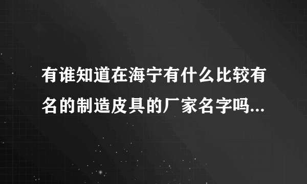 有谁知道在海宁有什么比较有名的制造皮具的厂家名字吗?我急切需要~~