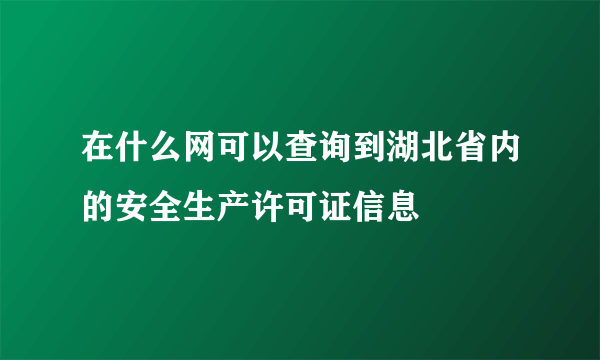 在什么网可以查询到湖北省内的安全生产许可证信息