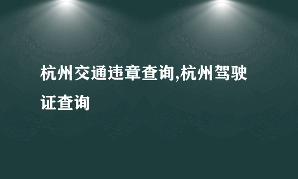 杭州交通违章查询,杭州驾驶证查询