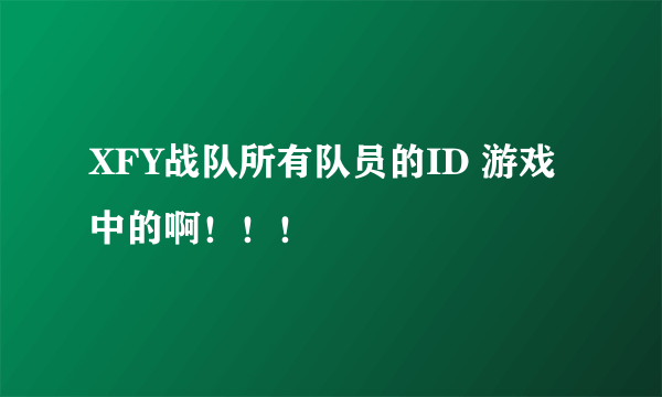 XFY战队所有队员的ID 游戏中的啊！！！