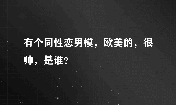 有个同性恋男模，欧美的，很帅，是谁？