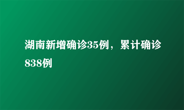 湖南新增确诊35例，累计确诊838例